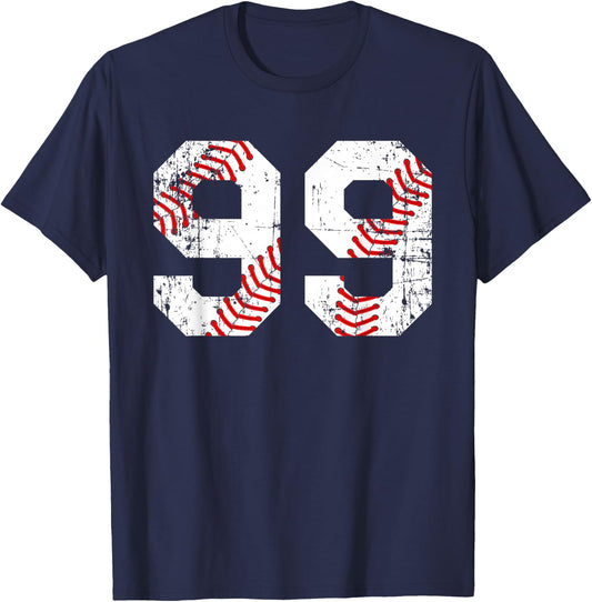 Vintage Baseball 99 Jersey Number T-Shirt - T-Shirt | Navy
