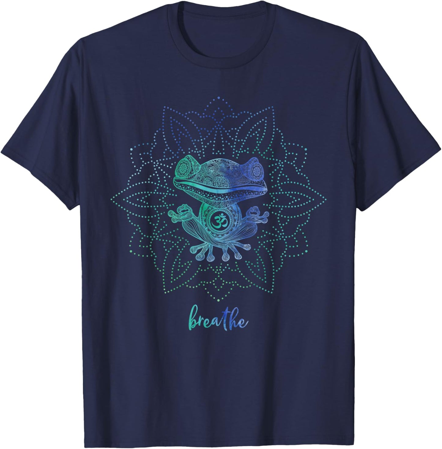 Om Zen Yoga Animal Spiritual Pose Relax Meditating Frog T-Shirt - T-Shirt | Navy