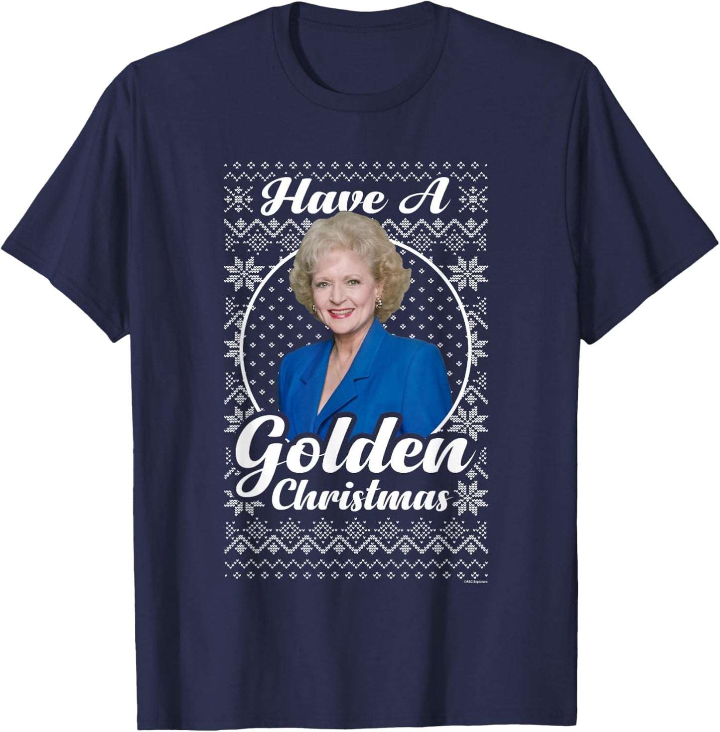 The Golden Girls Iconic Rose Have A Golden Christmas Logo T-Shirt - T-Shirt | Navy