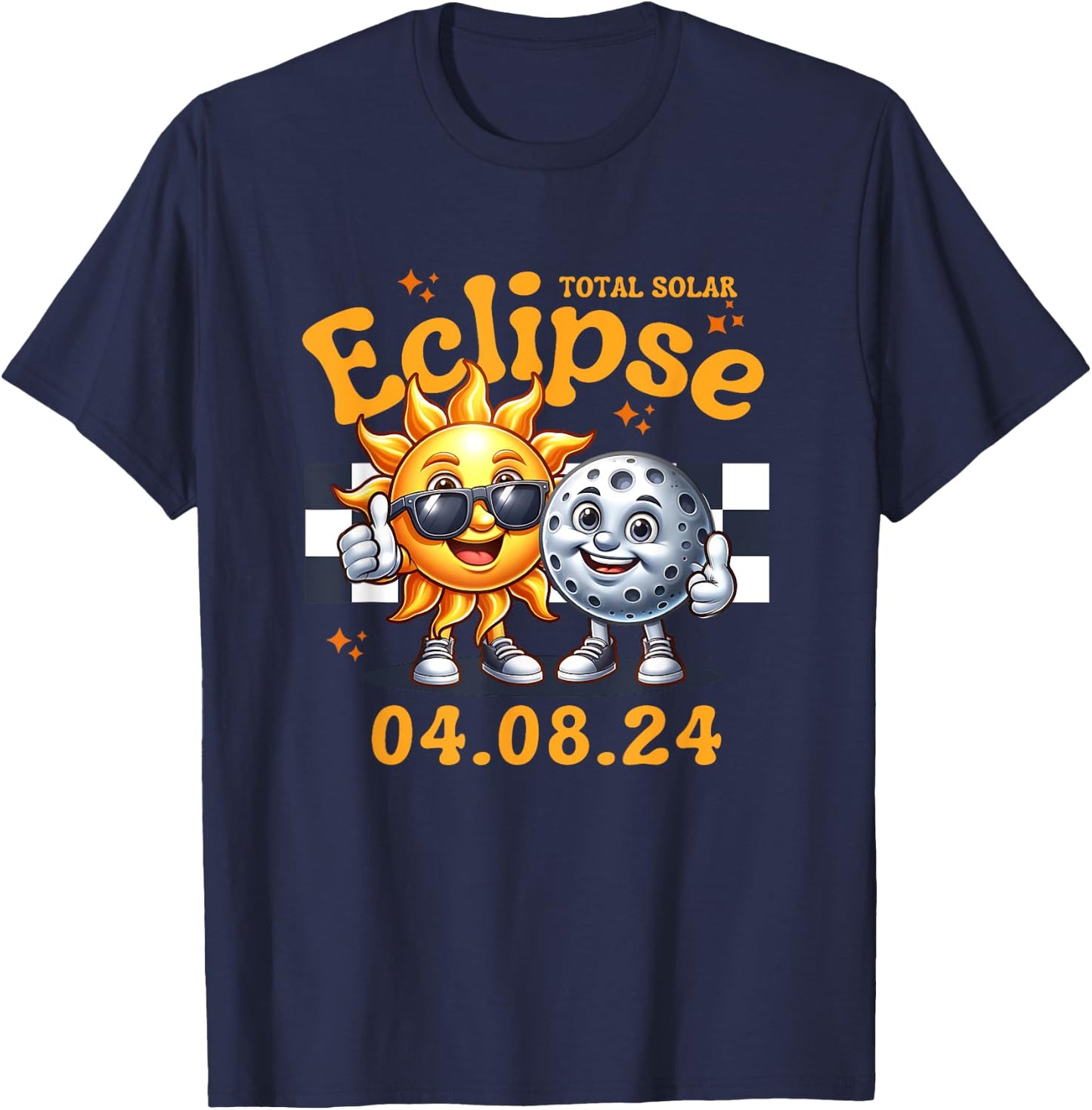 Total Solar Eclipse 04.08.24 Sun Moon Thumbs Up Funny Pals T-Shirt - T-Shirt | Navy