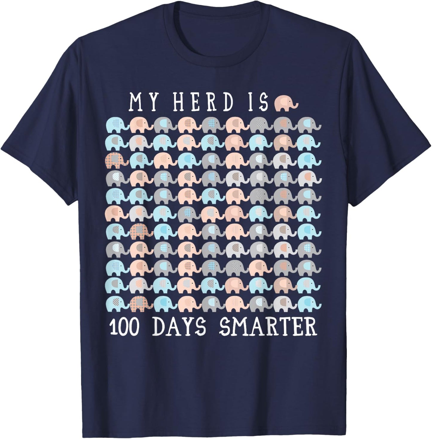 100 Days OF School Elephant Teacher Zoo Themed T-Shirt - T-Shirt | Navy