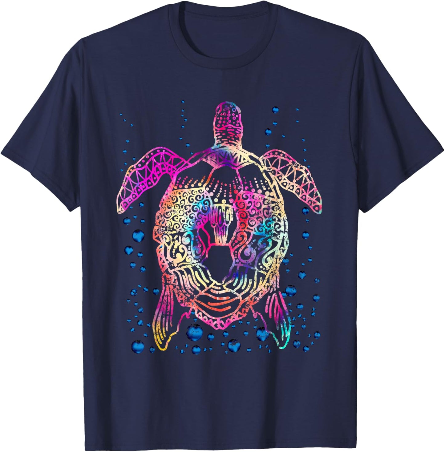 Ocean Animal Tie Dye Tribal Sea Animal Maori Turtle T-Shirt - T-Shirt | Navy