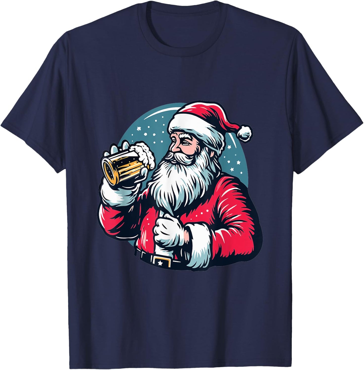 Funny Christmas Santa Claus Drinking Beer Men Women Xmas T-Shirt - T-Shirt | Navy