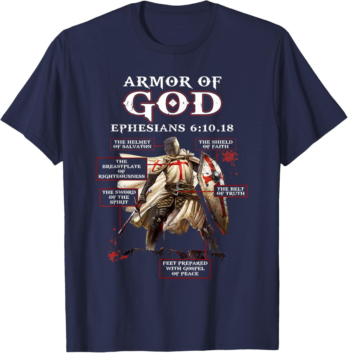 Armor Of God Knight Templar T-Shirt - T-Shirt | Navy