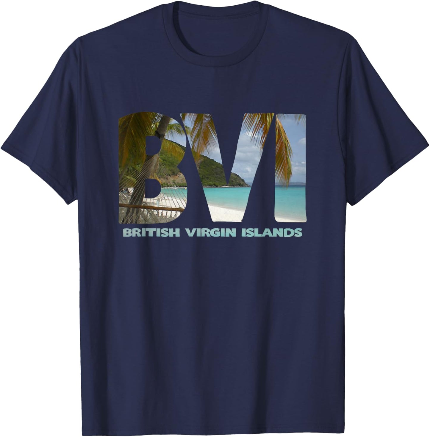British Virgin Islands BVI Souvenir Beach & Palm Trees T-Shirt - T-Shirt | Navy