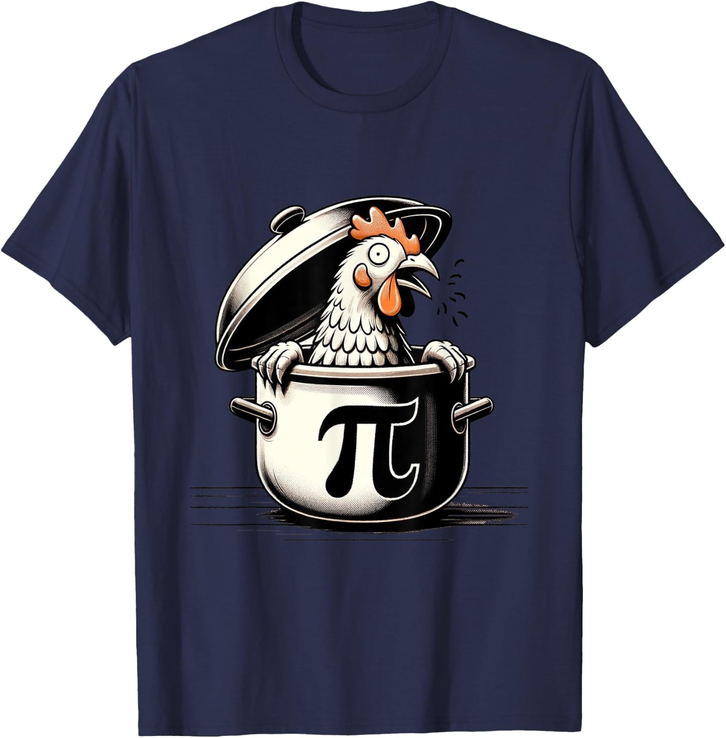 Chicken Pot Pi Funny 2024 Pi Day Math Teacher Men Women Kids T-Shirt - T-Shirt | Navy