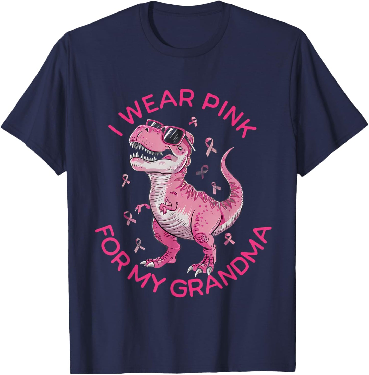 Kids Breast Cancer Awareness I Wear Pink For My Grandma T-Shirt - T-Shirt | Navy