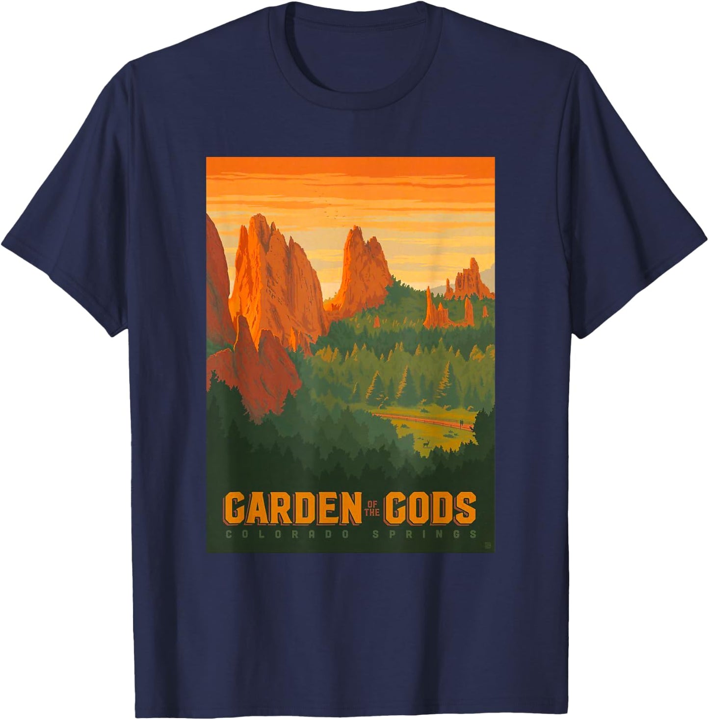 Colorado Springs Garden of The Gods Graphic Design T-Shirt - T-Shirt | Navy