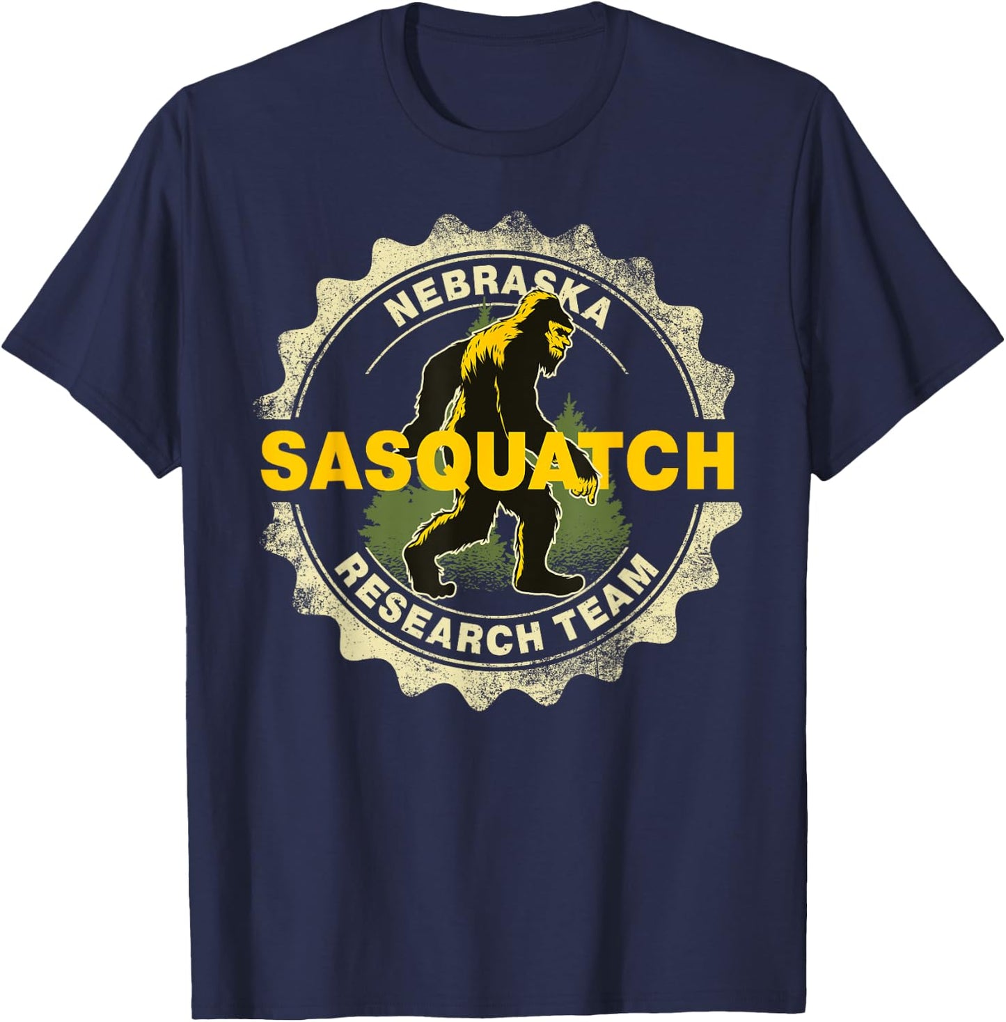 Nebraska Sasquatch Research Team Bigfoot Believer Fan T-Shirt - T-Shirt | Navy