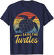 Retro Vintage Save The Turtles Skip The Straw Sea Animal T-Shirt - T-Shirt | Navy