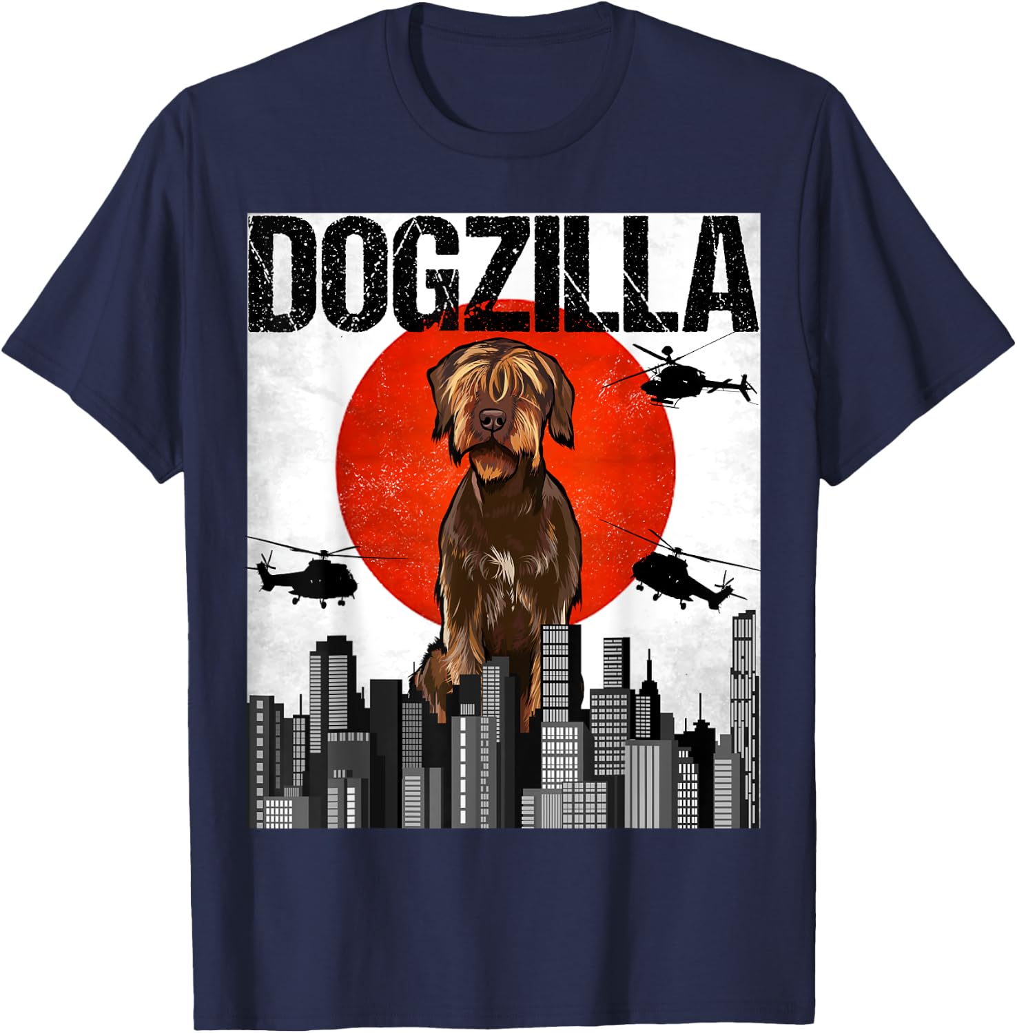 Funny Vintage Japanese Dogzilla Wirehaired Pointing Griffon T-Shirt - T-Shirt | Navy