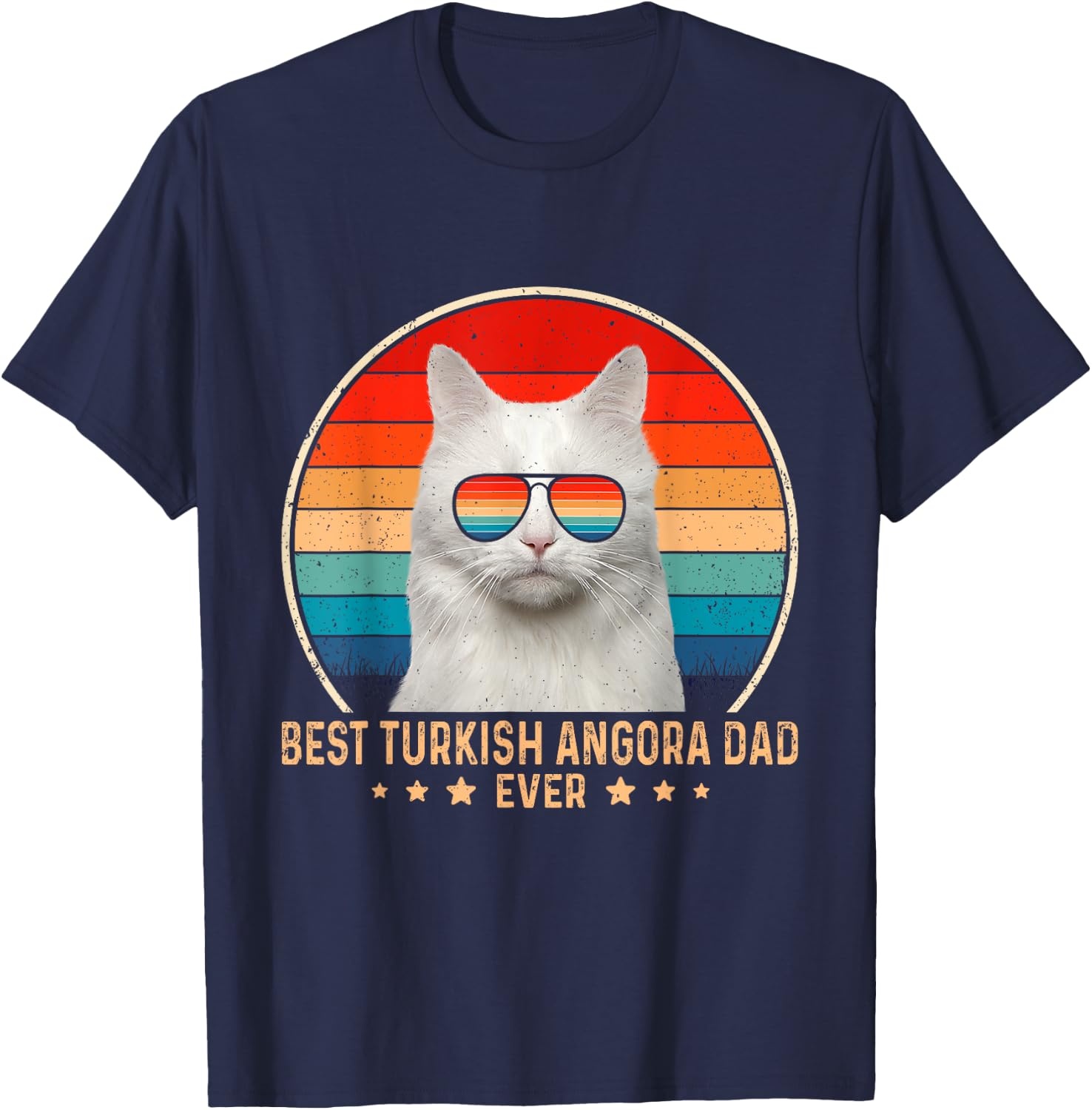 Vintage Best Turkish Angora Dad Ever Father's Day T-Shirt - T-Shirt | Navy