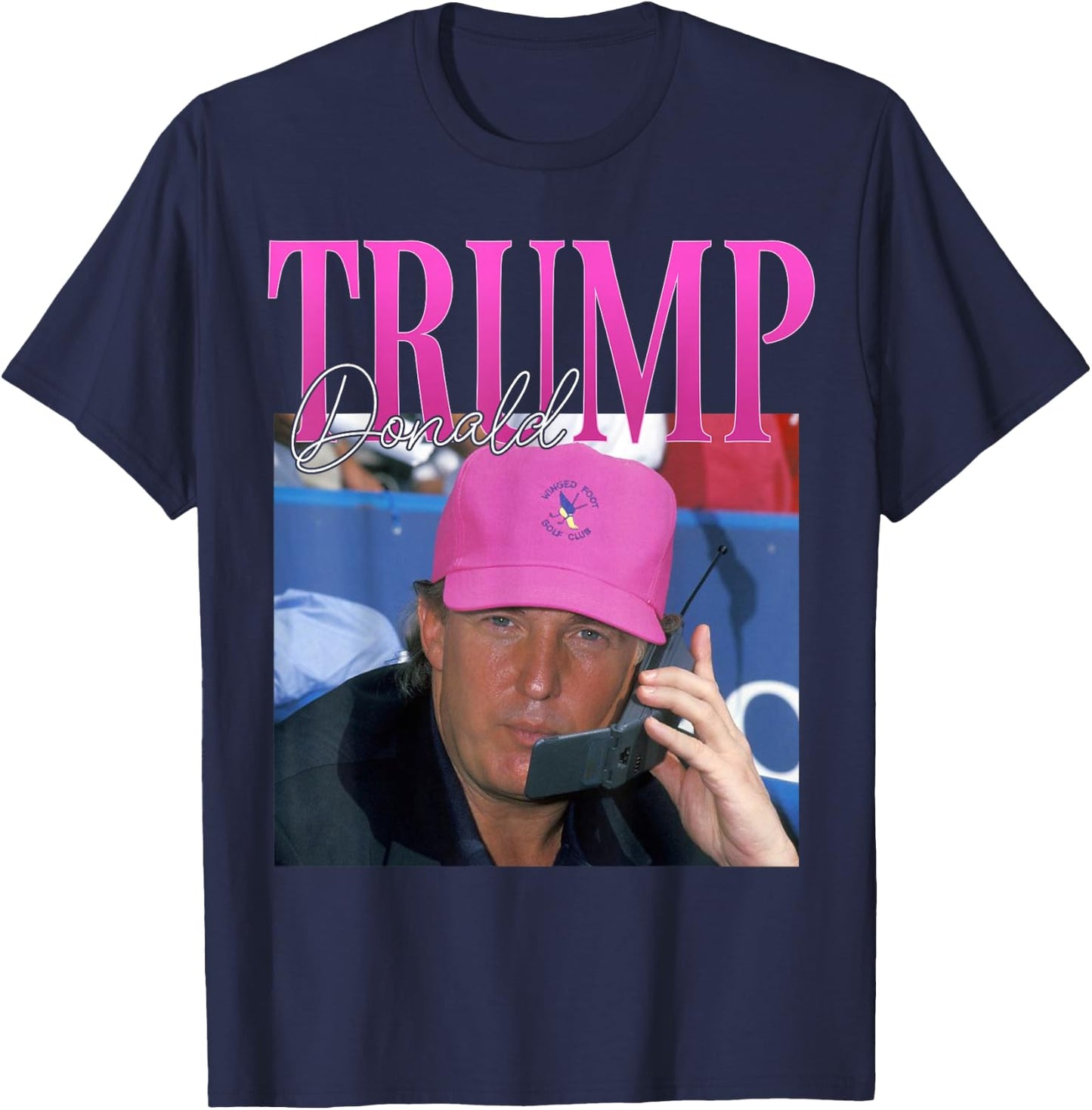 Funny Donald Trump Miss Me Yet Y2K Vintage 90s Trump Pink T-Shirt - T-Shirt | Navy