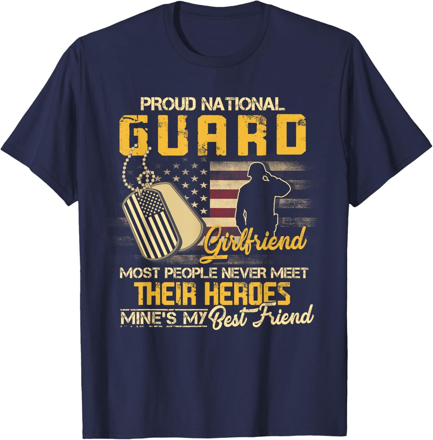 Proud National Guard Girlfriend Military Girlfriend T-Shirt - T-Shirt | Navy