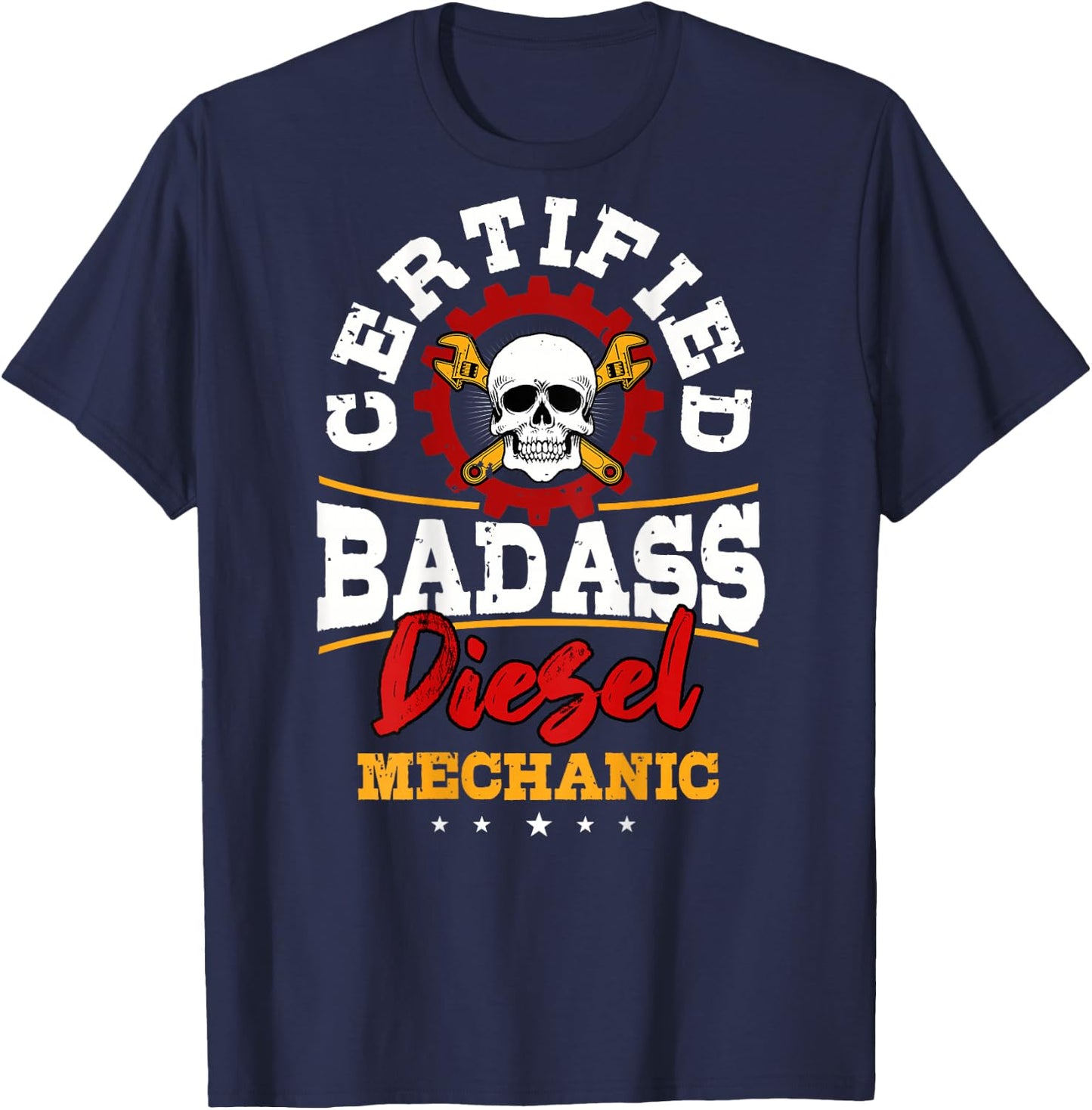 Diesel Mechanic Gifts Design On Back T-Shirt - T-Shirt | Navy