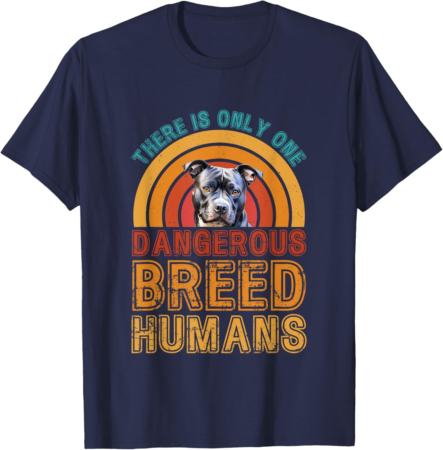 Dangerous Breed Human Pitbull Dog T-Shirt - T-Shirt | Navy
