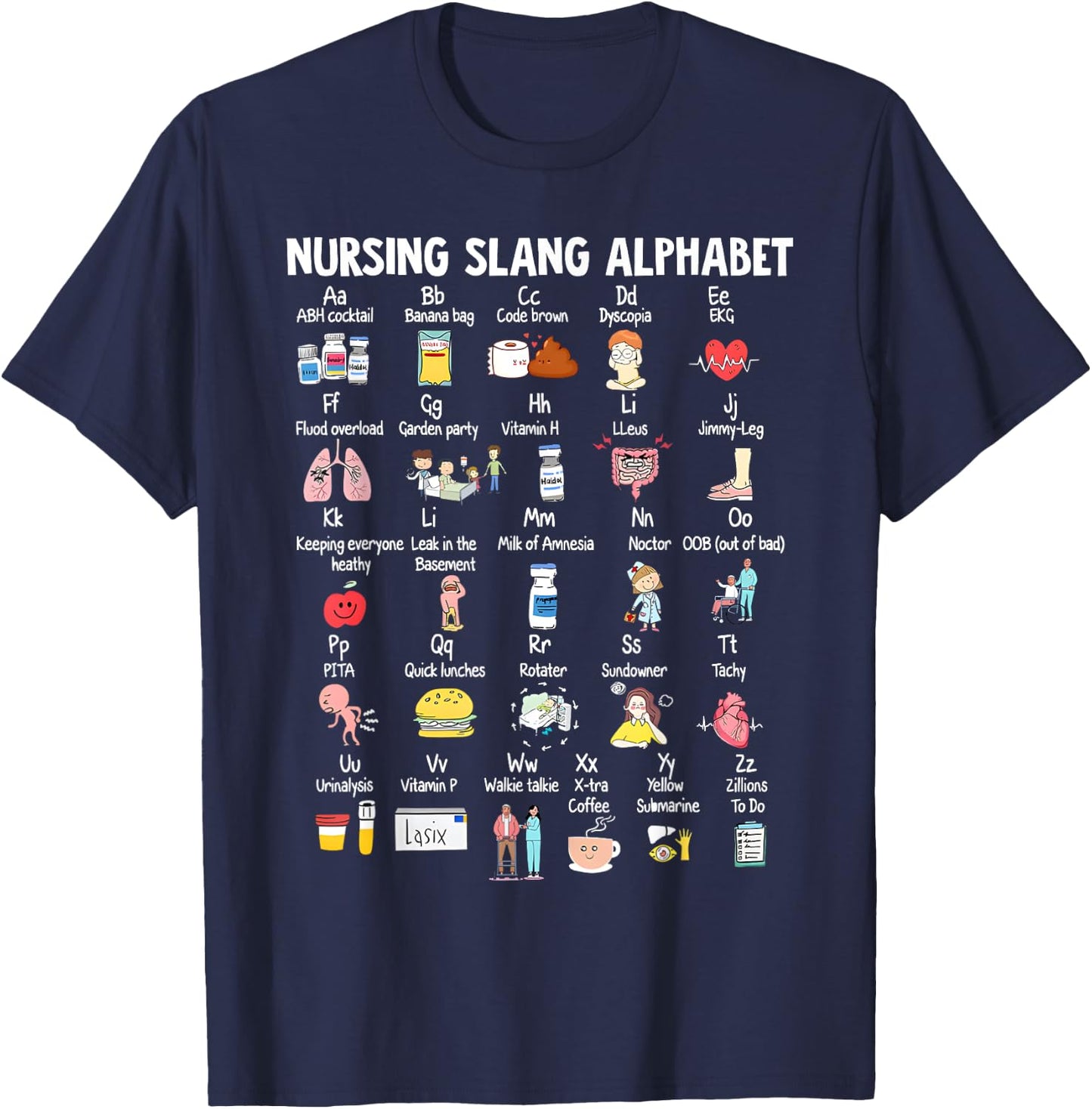 Nurse Funny Nurse Alphabet T Nurse ABCs Registered Nurse Ab T-Shirt - T-Shirt | Navy