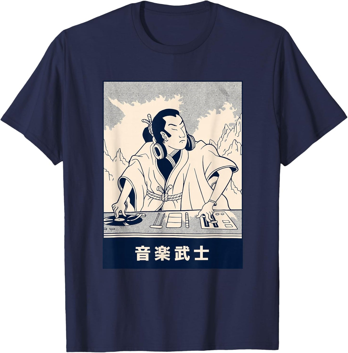Japanese Samurai DJ Disco T-Shirt - T-Shirt | Navy