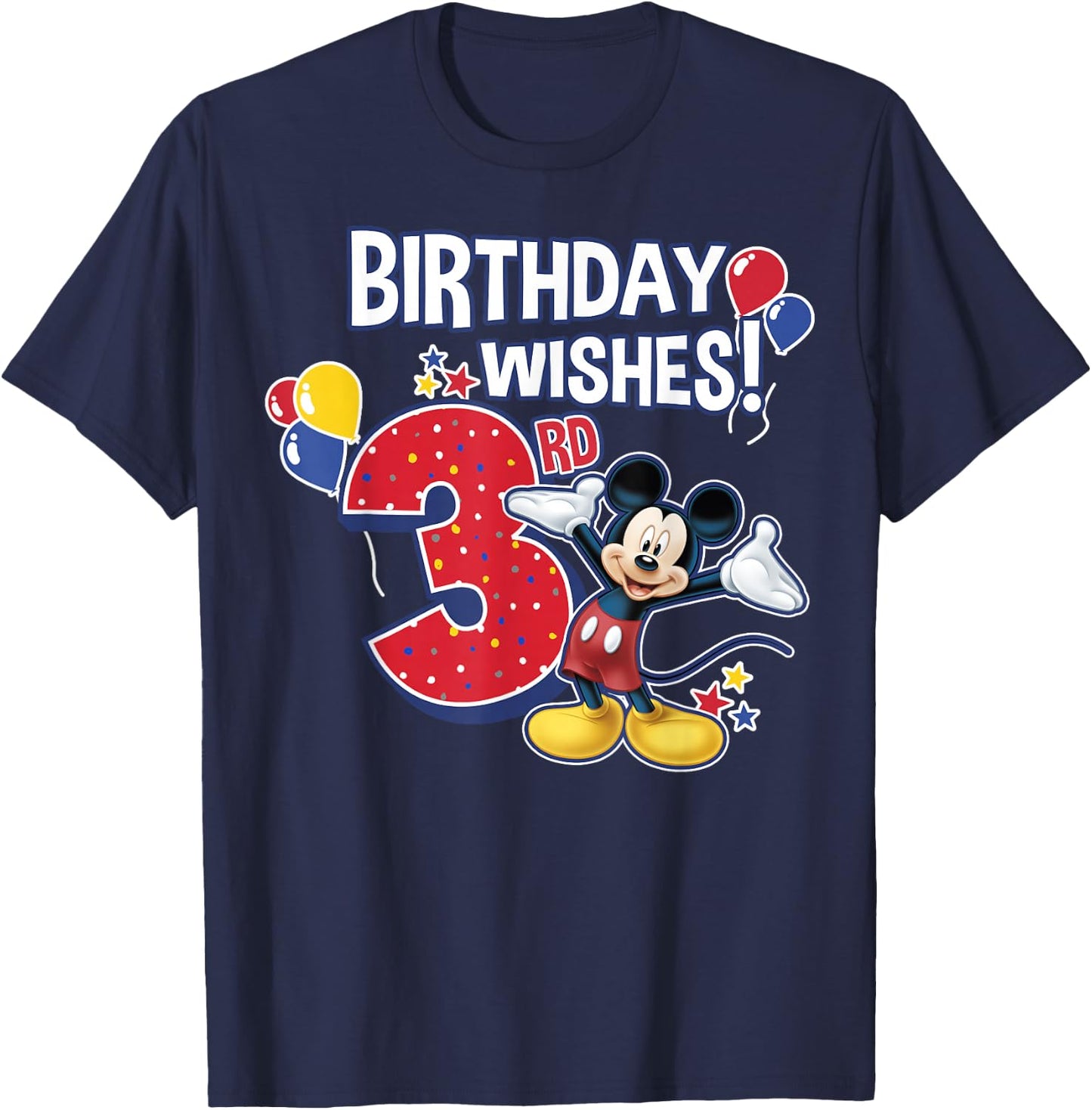 Disney Mickey and Friends Mickey Mouse 3rd Birthday Wishes Small T-Shirt - T-Shirt | Navy