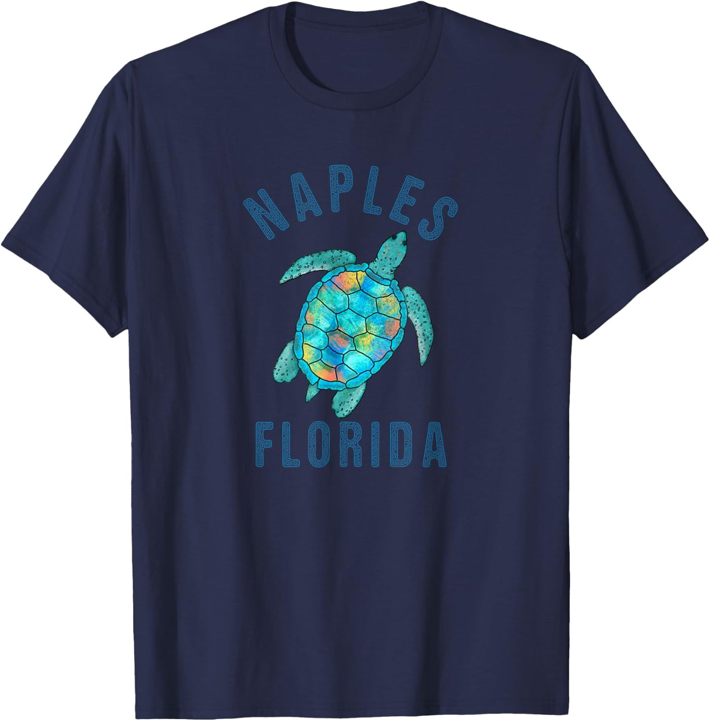 Naples, FL Beach Design / Sea Turtle Illustration Gift T-Shirt - T-Shirt | Navy
