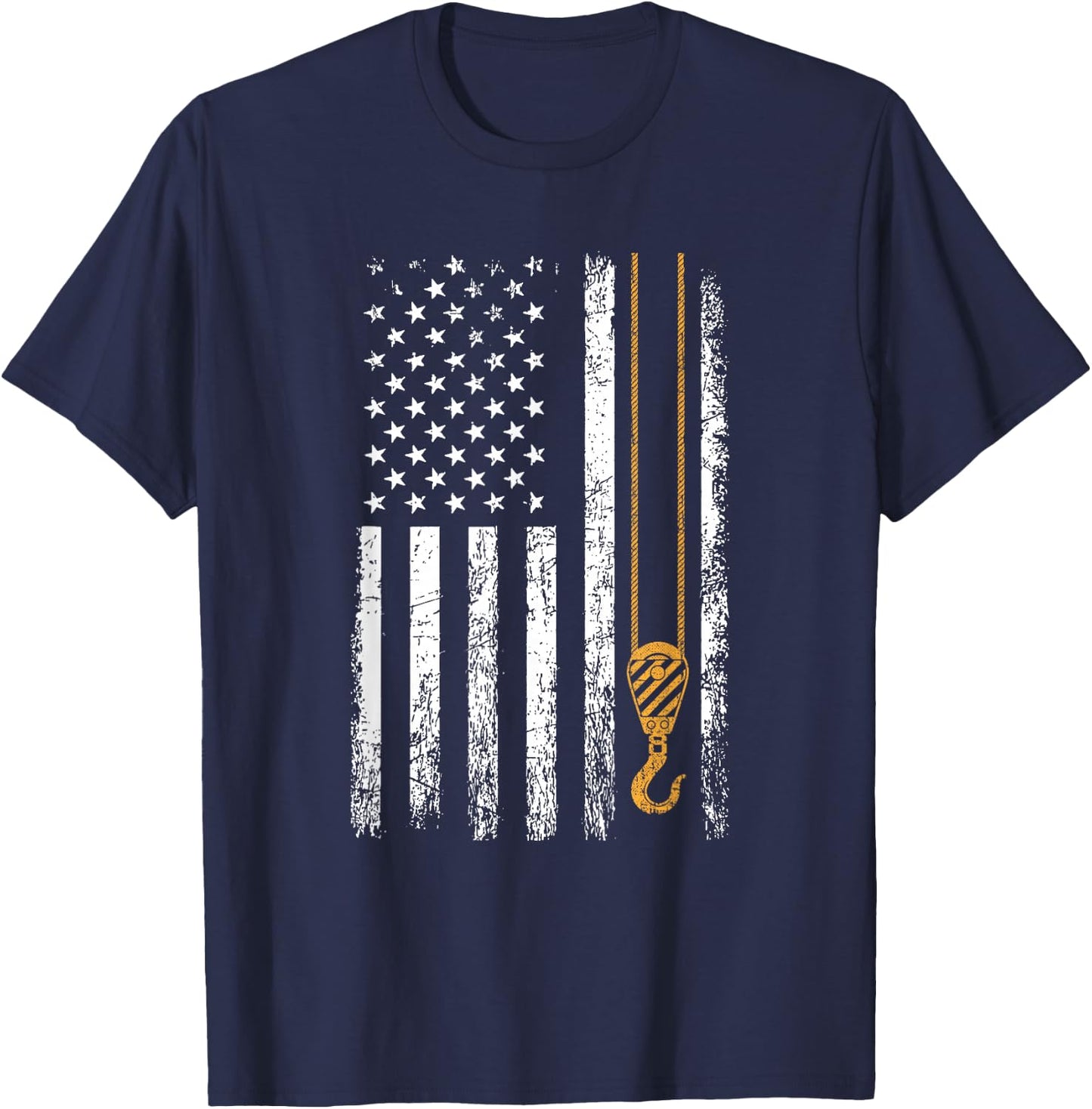 Crane Operator American Flag, Crane Operator T-Shirt - T-Shirt | Navy