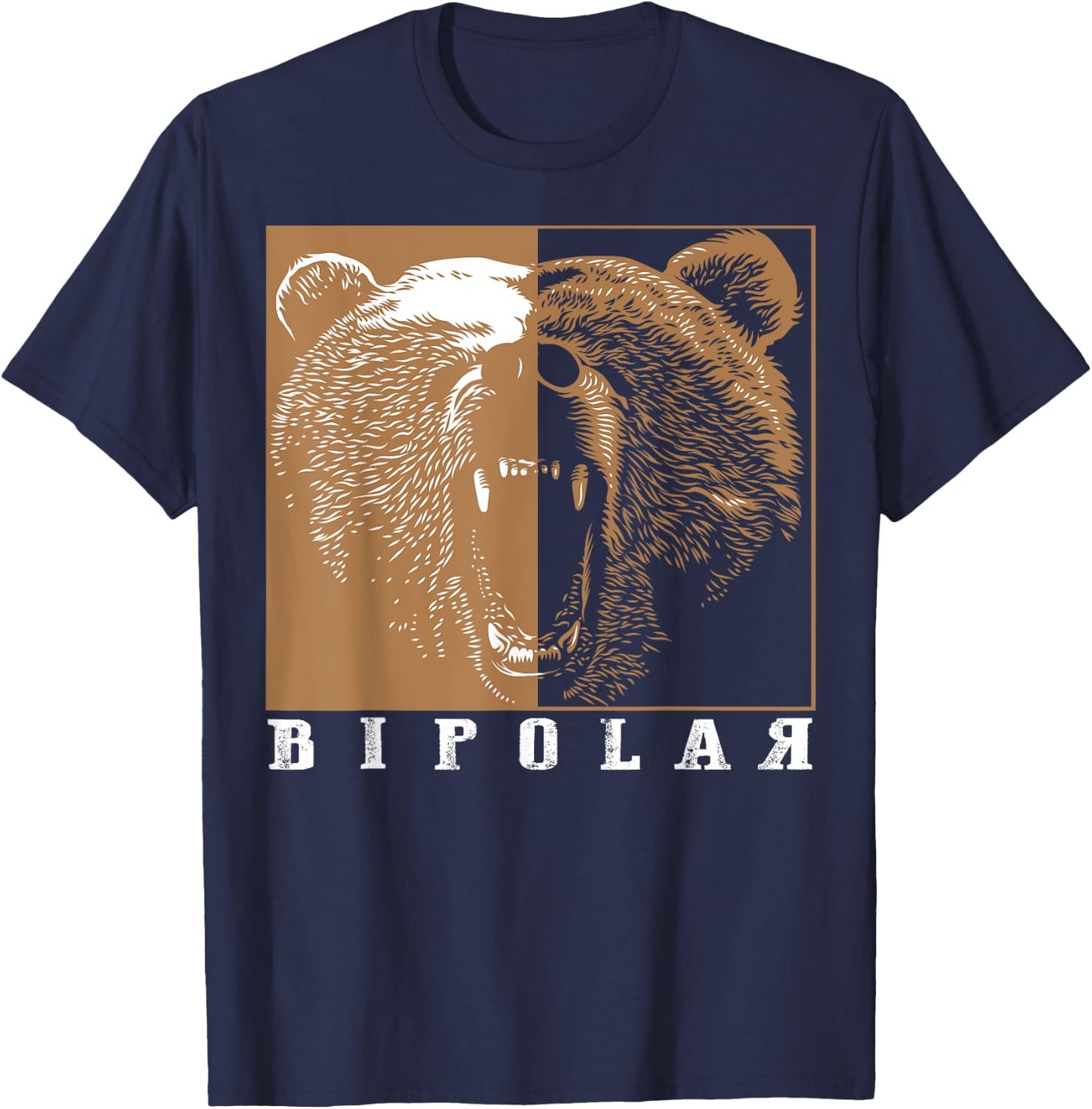 Bipolar | Cute Mental Disorder Polar Bear Gift T-Shirt - T-Shirt | Navy