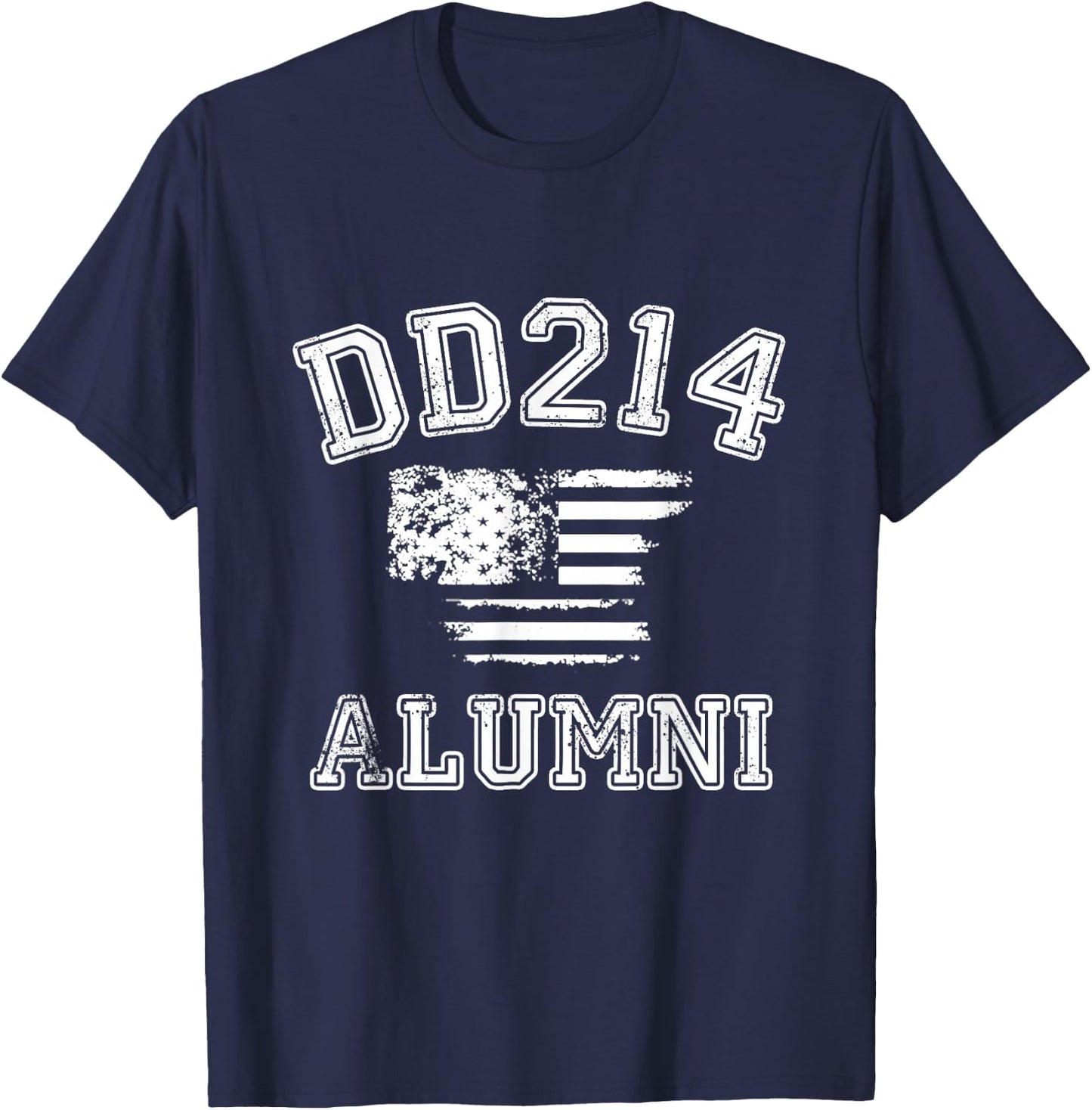 DD214 Alumni Distressed American Flag T-Shirt - T-Shirt | Navy