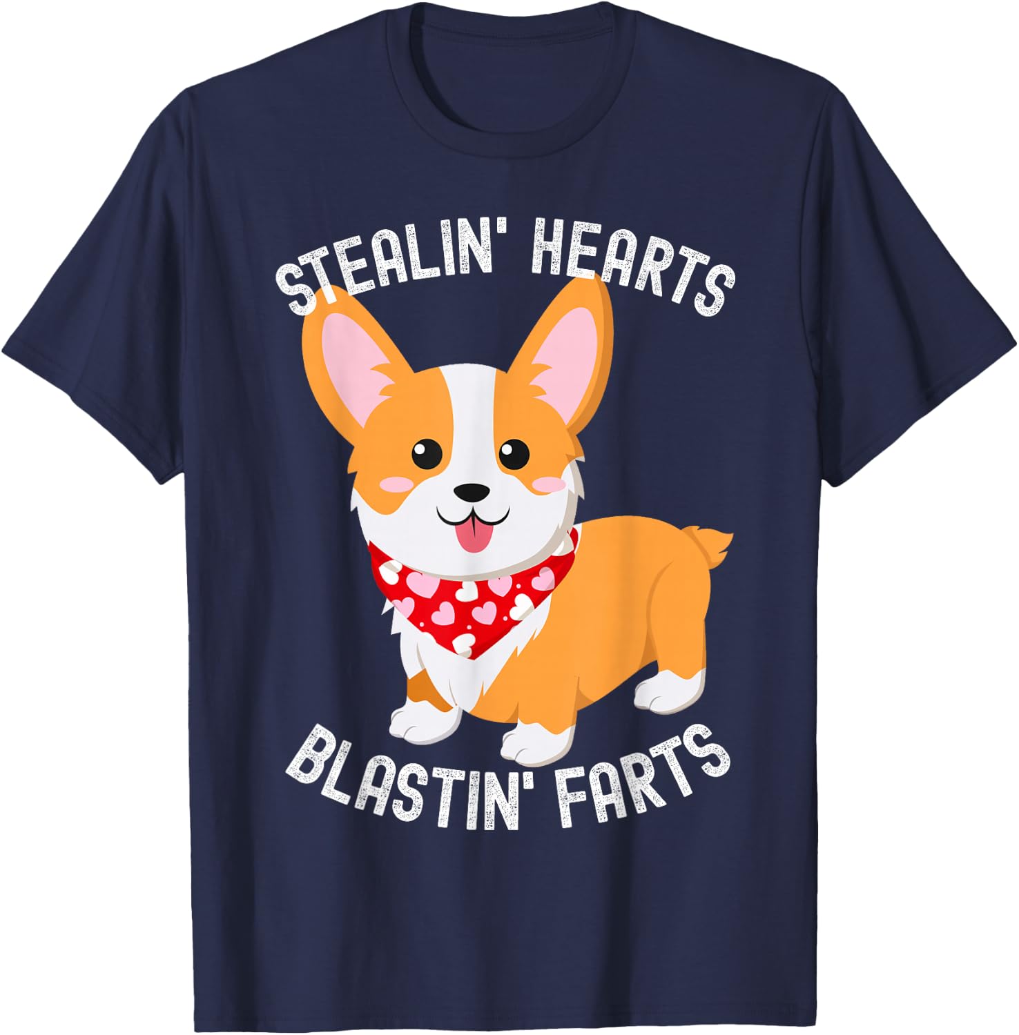 Funny Corgi Breakin Hearts Blastin Farts Cute Valentine Dog Women Girls Kids T-Shirt - T-Shirt | Navy