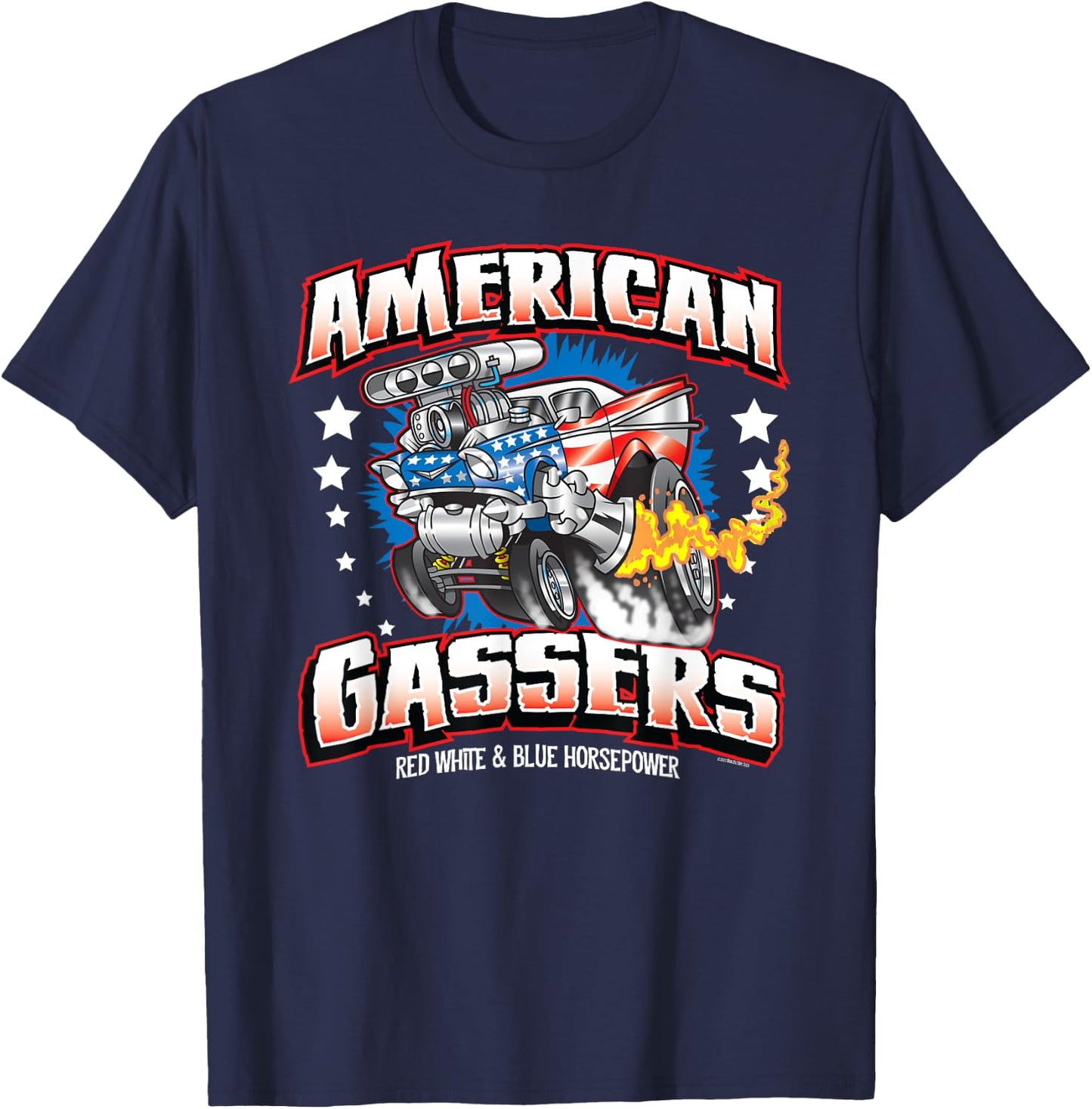Gasser Hot Rod American Made Classic Car Horsepower T-Shirt - T-Shirt | Navy