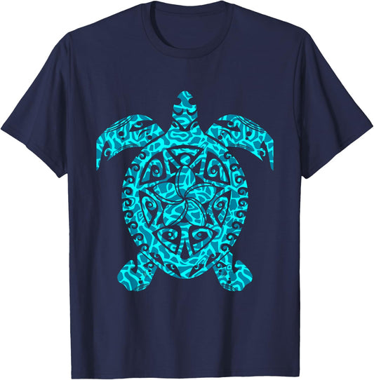 Polynesia Maori Turtle Honu Plumeria Tribal Tattoo Maori Art T-Shirt - T-Shirt | Navy