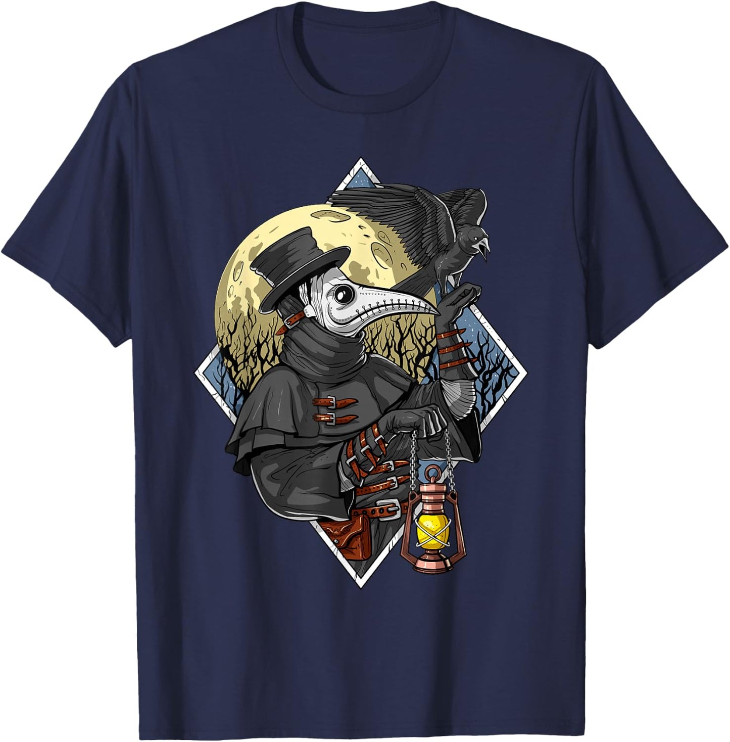 Plague Doctor Raven Gothic Macabre T-Shirt - T-Shirt | Navy