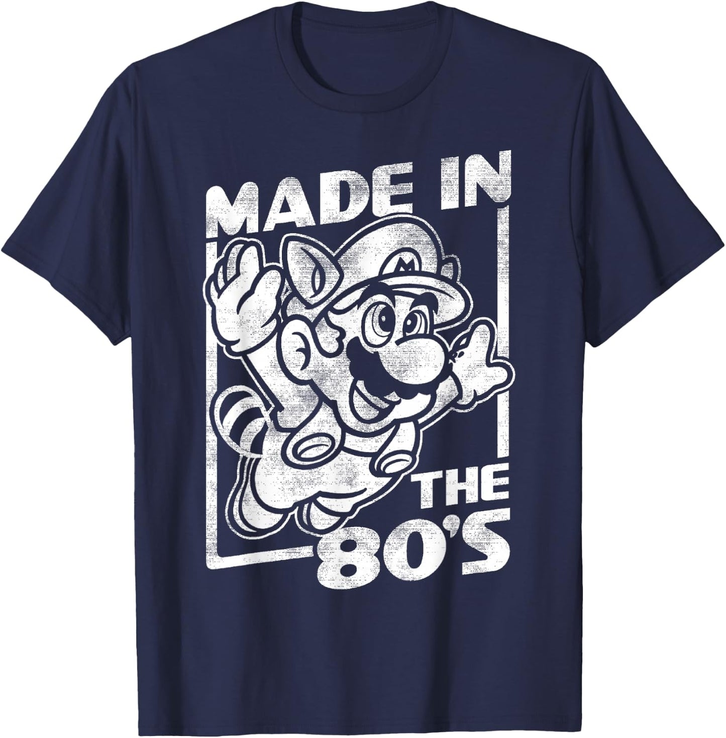 Super Mario Bros 3 Tanooki Mario Made In The 80's Vintage T-Shirt - T-Shirt | Navy
