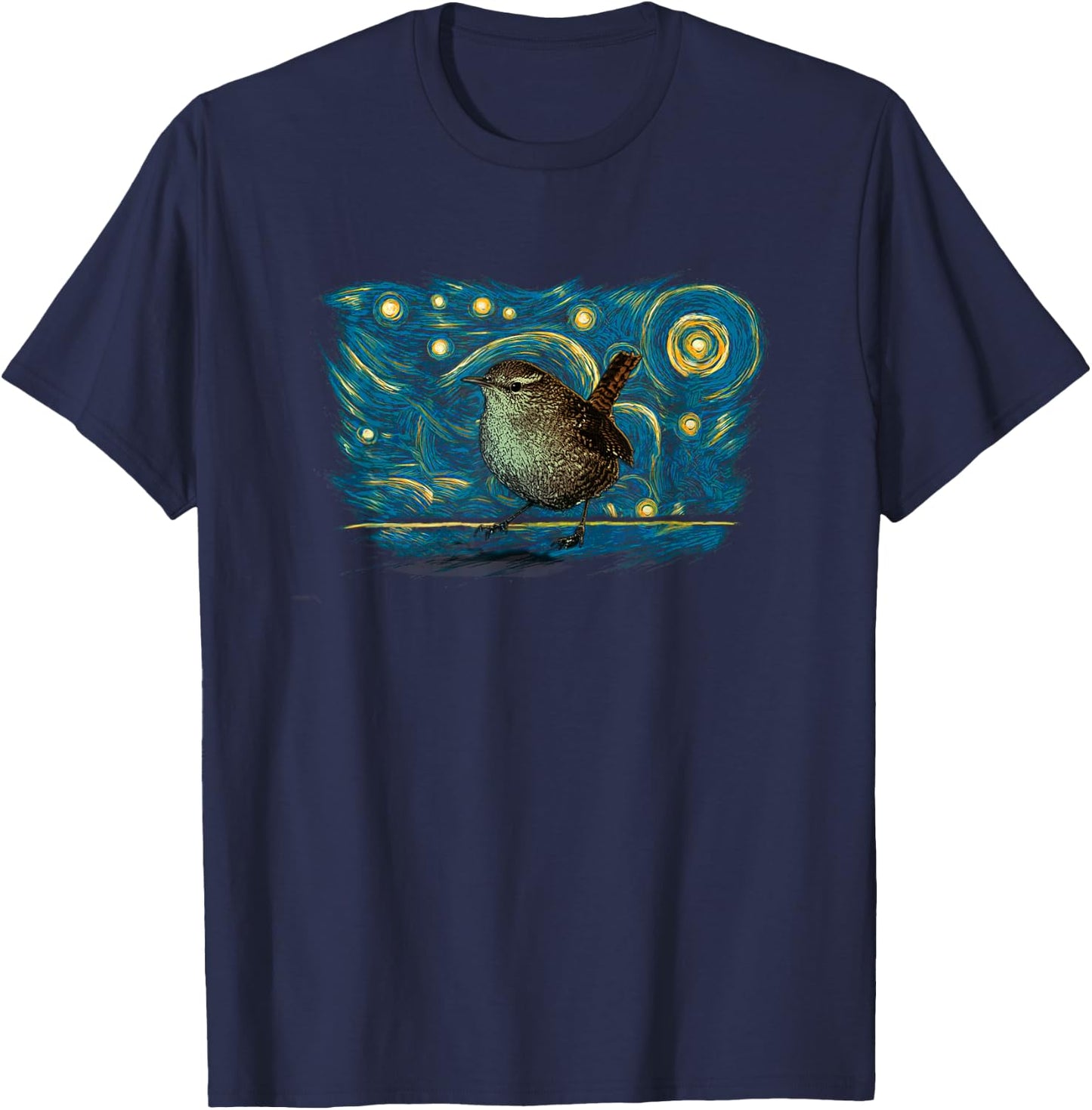 Retro Vintage Style Wren T-Shirt - T-Shirt | Navy
