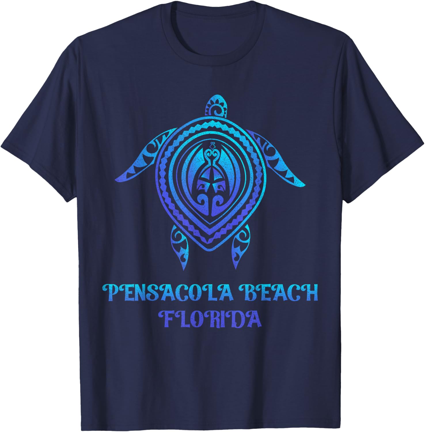 Pensacola Beach Florida Beach Souvenirs Sea Turtle Tribal Women Girls Kids T-Shirt - T-Shirt | Navy