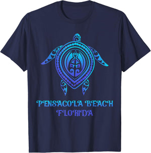 Pensacola Beach Florida Beach Souvenirs Sea Turtle Tribal Women Girls Kids T-Shirt - T-Shirt | Navy