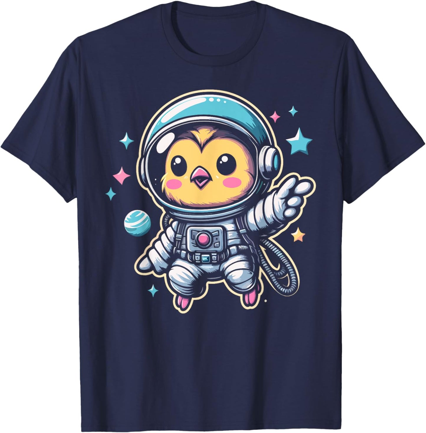 Chicken Astronaut Space Galaxy Farm Animal Poultry Lover T-Shirt - T-Shirt | Navy