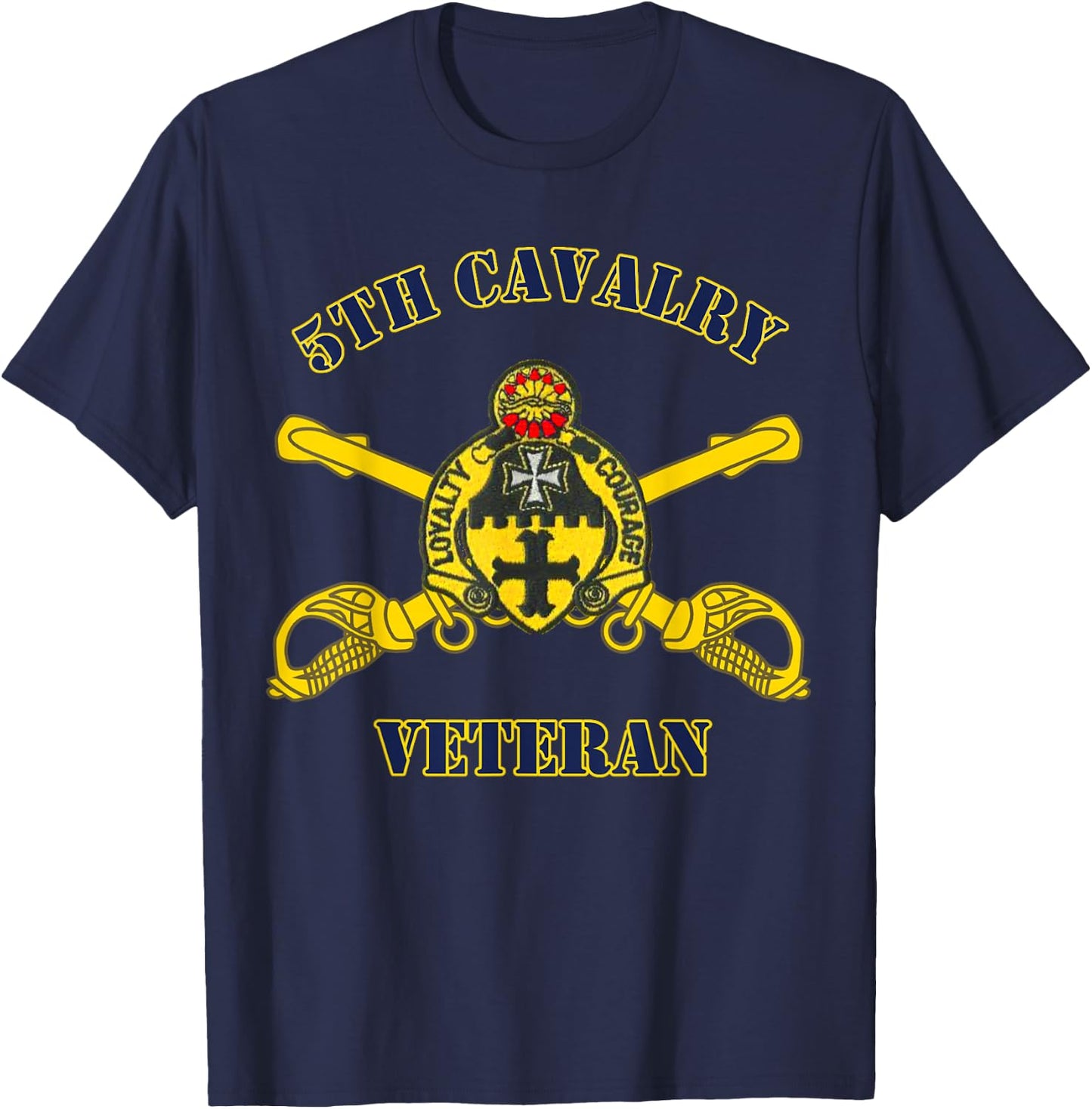 5th Cavalry - for Army Vets of Fifth Cavalry design T-Shirt - T-Shirt | Navy