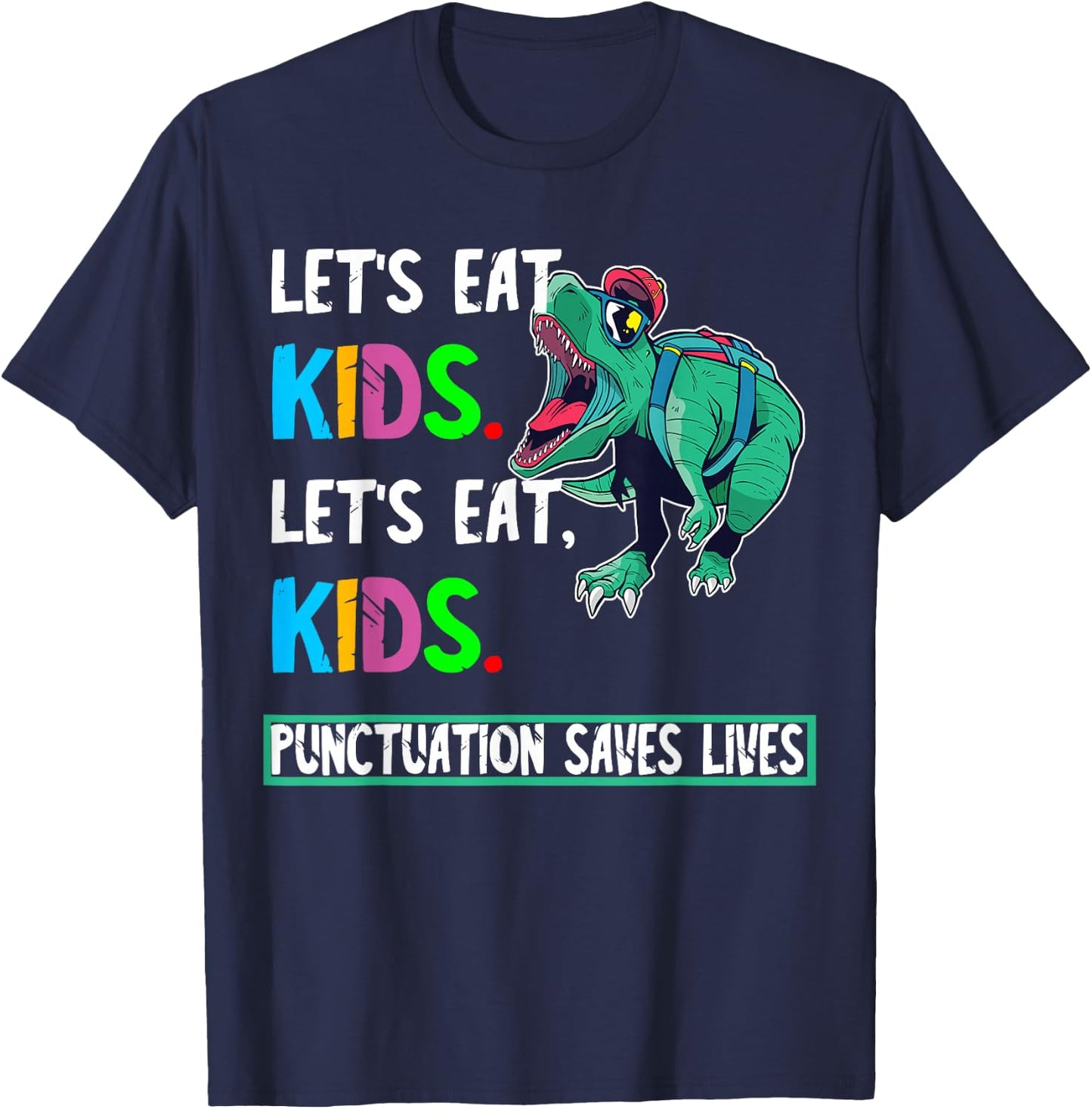 Grammar Dinosaur English Lessons Funny Student T-Shirt - T-Shirt | Navy
