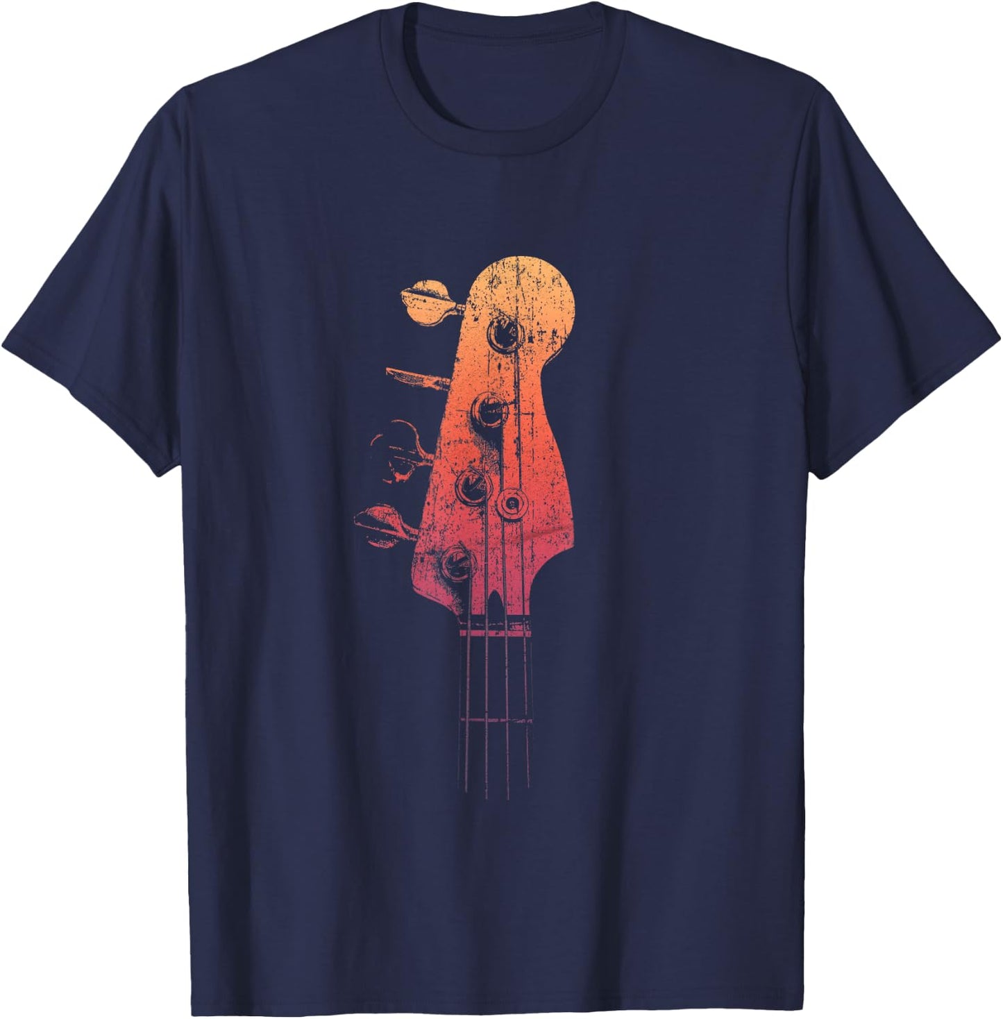 Bass Guitar Retro Headstock for Bassist and Bass Player T-Shirt - T-Shirt | Navy