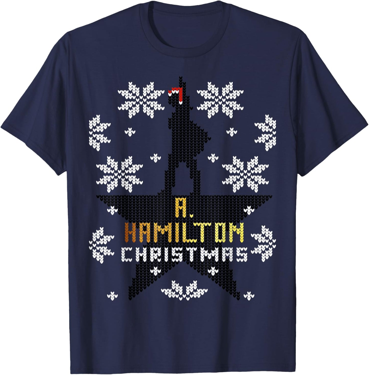Christmas A. Hamilton Ugly Sweater, A. HAM Holiday Gift T-Shirt - T-Shirt | Navy