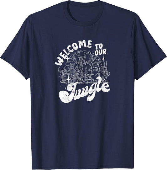 welcome to our jungle Safari and Zoo Camping T-Shirt - T-Shirt | Navy