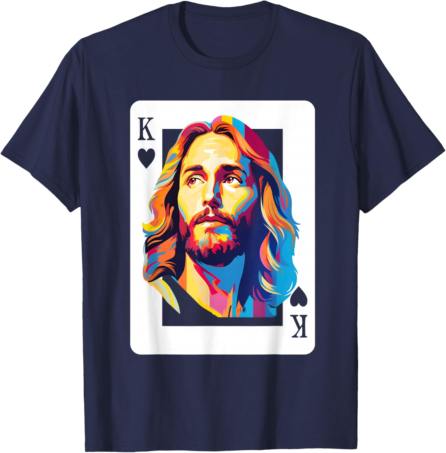 Jesus King Card Christian Women T-Shirt - T-Shirt | Navy