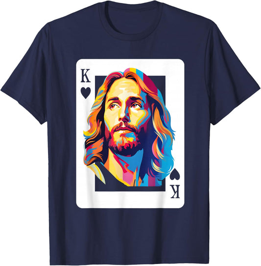 Jesus King Card Christian Women T-Shirt - T-Shirt | Navy