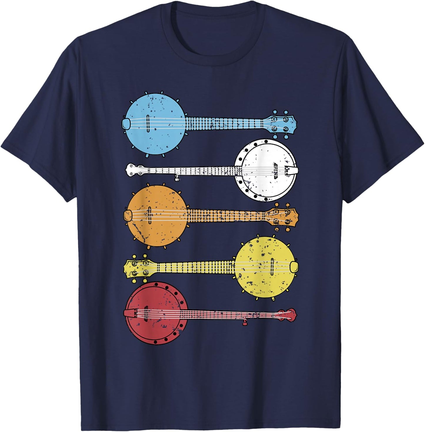 Vintage Banjo Shirt Retro Banjo Gift Country Music Bluegrass T-Shirt - T-Shirt | Navy