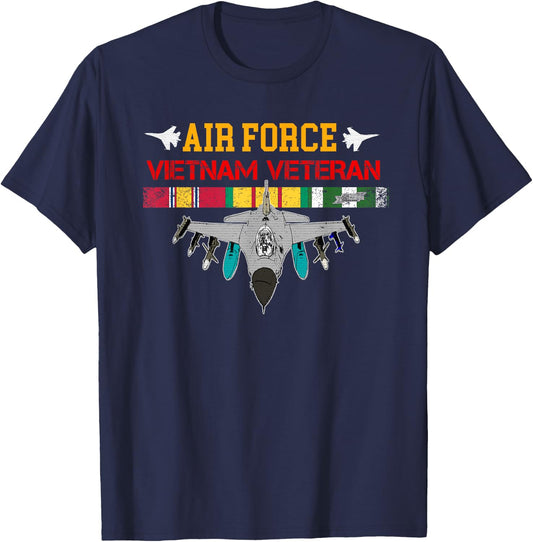 US Air Force Vietnam Veteran, USAF Veteran, USA Flag T-Shirt - T-Shirt | Navy