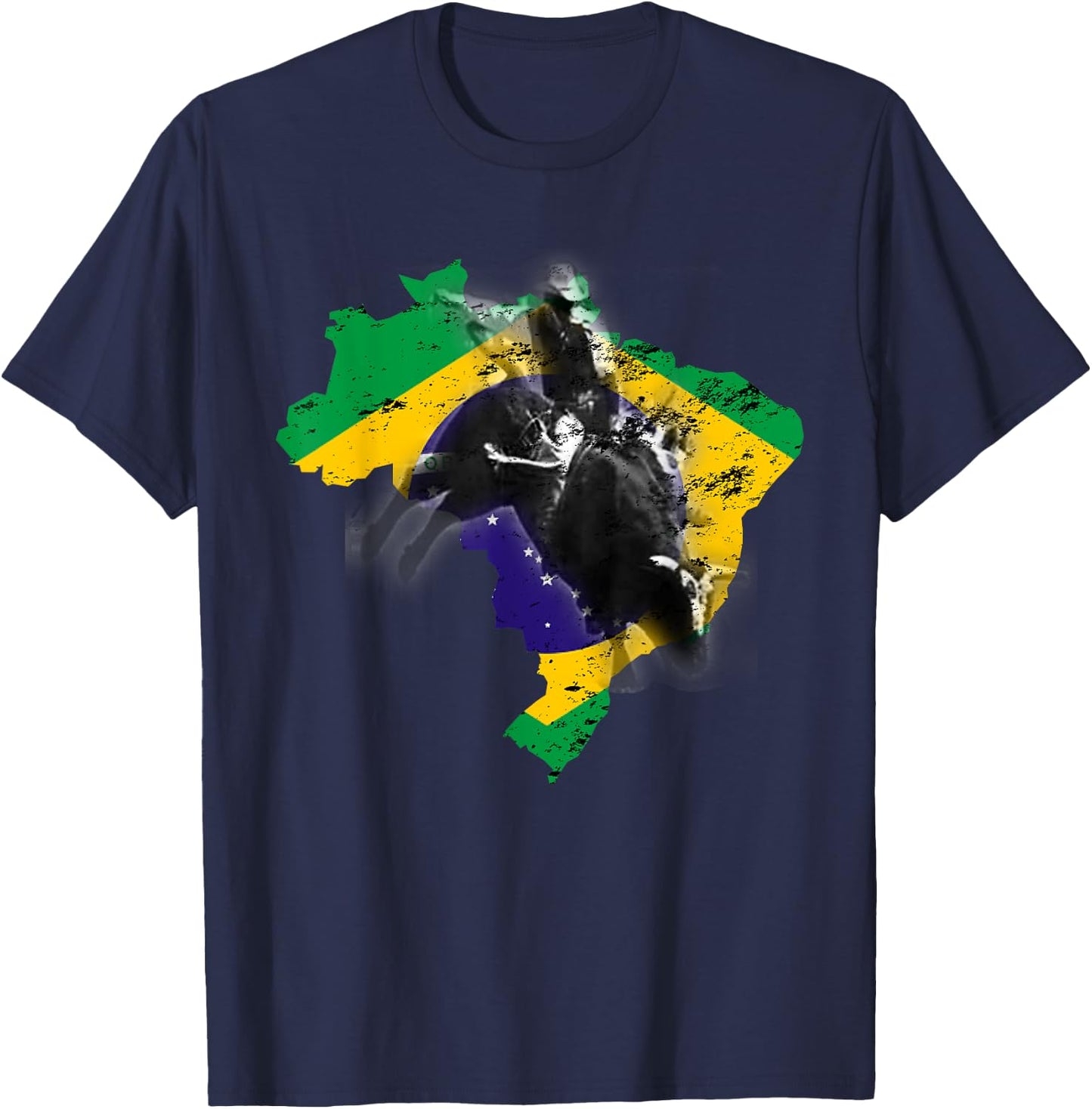 Bull-Riding Texas Ranch Rider Brazilian Cowboy T-Shirt - T-Shirt | Navy