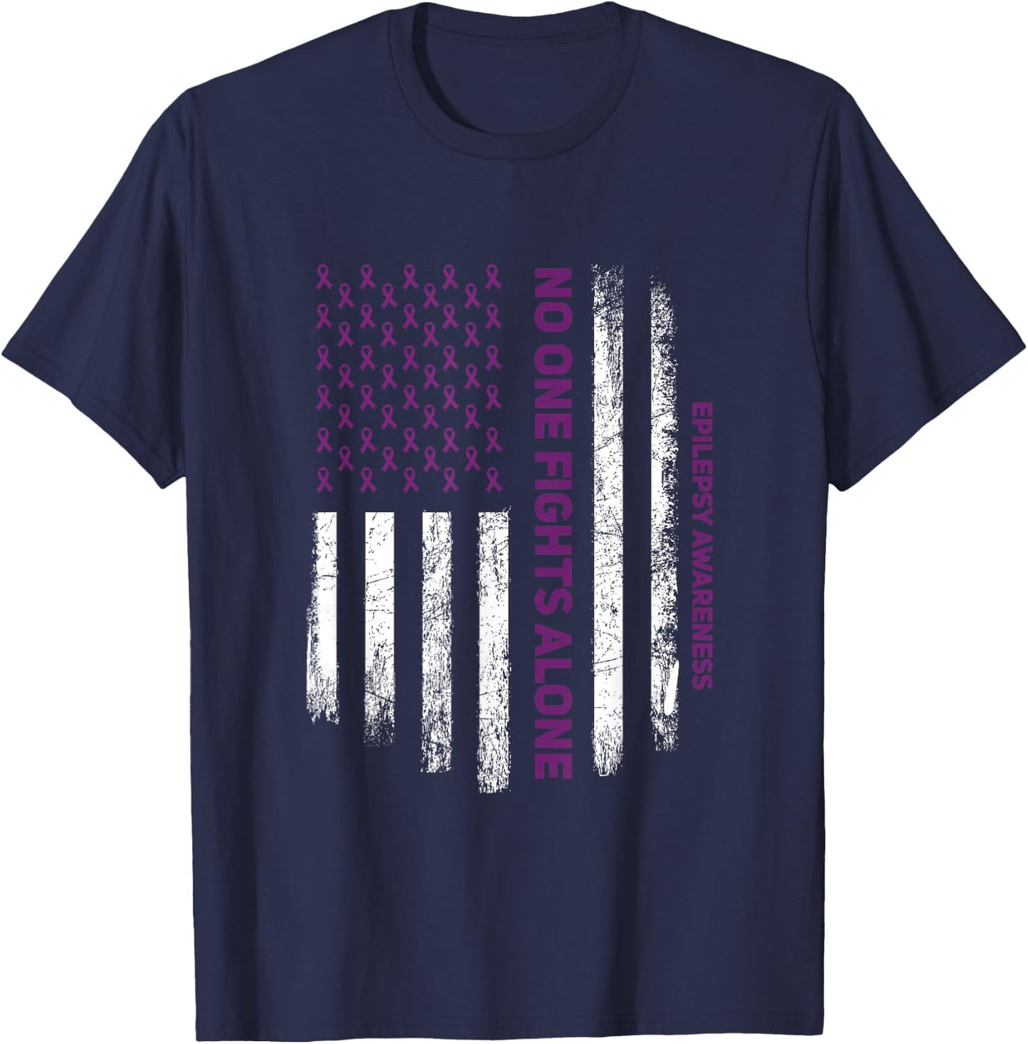 for Purple Ribbon Warrior & Supporters - Epilepsy Awareness Small T-Shirt - T-Shirt | Navy