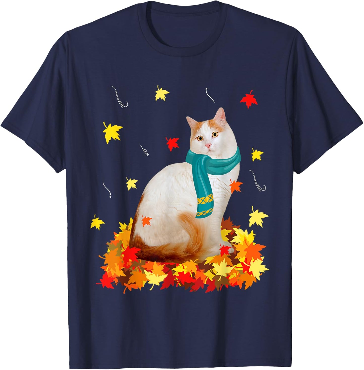 Fun Turkish Van Thanksgiving Autumn Cat Kitten Lover T-Shirt - T-Shirt | Navy