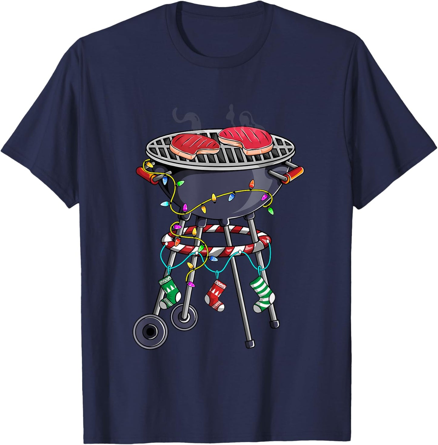 Christmas Grill Design For Holiday Themed Christmas BBQ T-Shirt - T-Shirt | Navy