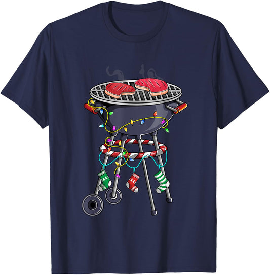 Christmas Grill Design For Holiday Themed Christmas BBQ T-Shirt - T-Shirt | Navy